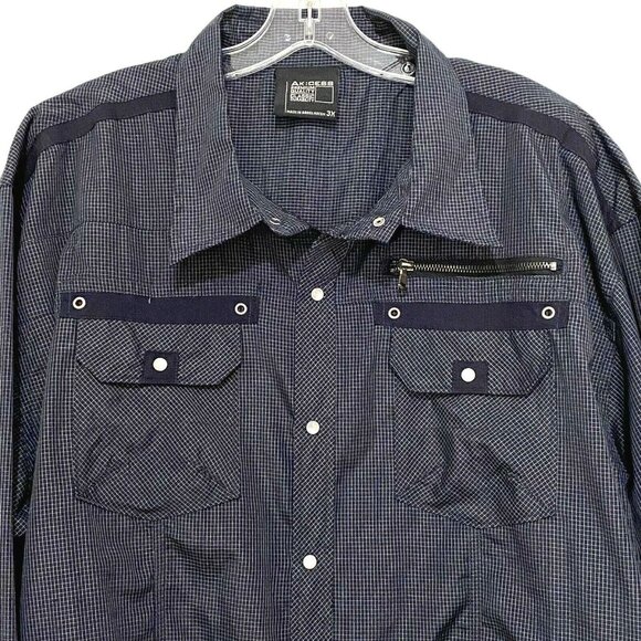 Ak:cess Pearl Snap Shirt 3X Blue Hip Hop Urban Streatwear Western - Picture 1 of 4